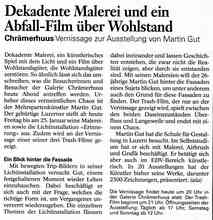 Langenthaler Tagblatt zur Ausstellung von Martin Gut in der Chrämerhuus Galerie vom 10. Januar 2003.