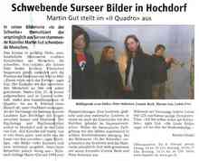 SurseerWoche über Martin Gut`s Ausstellung im IL QUADRO in Hochdorf vom 22. Januar 2004.