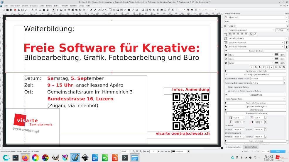 Flyer, Freie Software für Kreative, Visarte Zentralschweiz